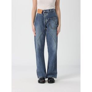 Jw Anderson Women Twisted Workwear Asymmetric Cotton Denim Jeans Jw Anderson